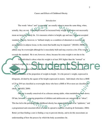 Cause and effect of childhood obesity in America