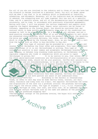 Export Management Task