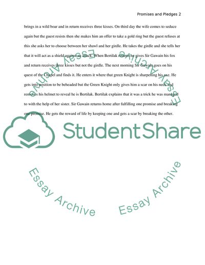 Promises and Pledges in Beowulf and Sir Gawain and The Green Knight