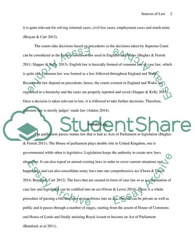 Assessing the Different Sources of the Law in England and Wales