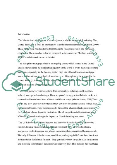 The Global Financial Crisis and Its Affect on Islamic Banks in the USA