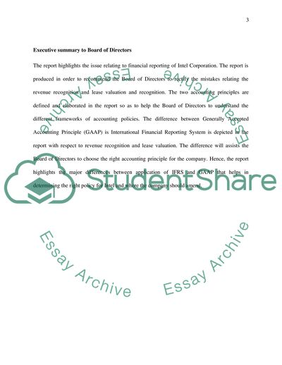 Financial Reporting of Intel Corporation