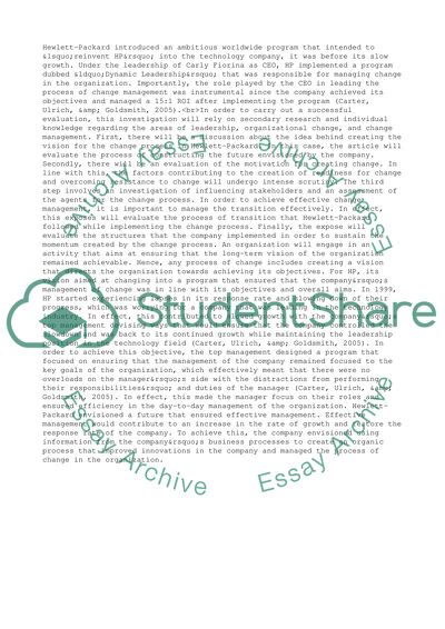 Leading and Managing Change Management in Hewlett-Packard