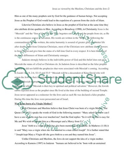 Jesus Christ as viewed by the Muslims, Christians and the Jews