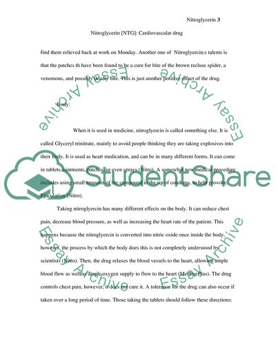 Nitroglycerin [NTG] Cardiovascular drug