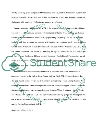 Health in the UK - The solution for obesity for children