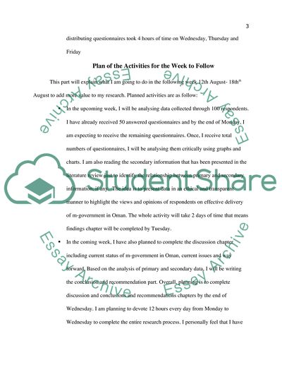 Weekly progress report