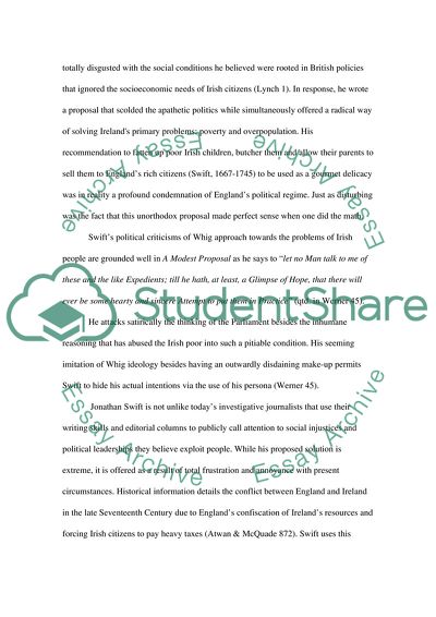 A Modest Proposal by Jonathan Swift: Political Connotations in Persuasive Writing Style