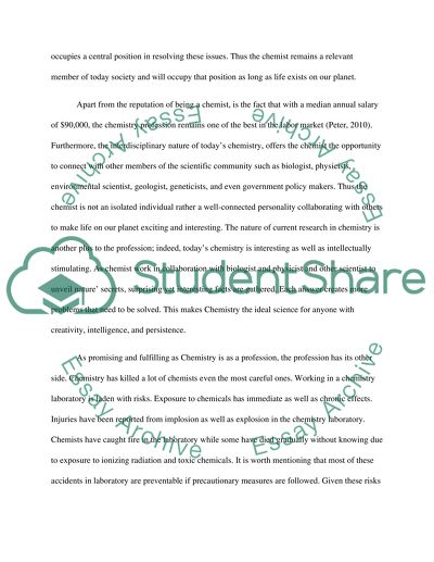 The Dividends and Dangers of Working in the Chemistry Laboratory
