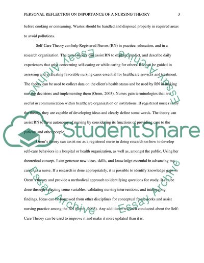 Personal Reflection on Importance of Nursing Theory