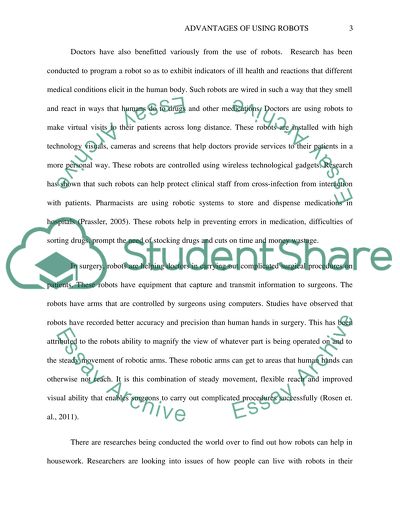 Term paper 1 for an Academic writing class (Advantages Of Using Robots)