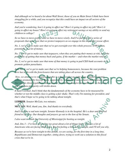 Analysis of the 2008 Presidential Debates