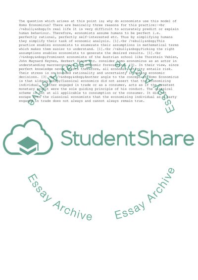 Homo Economicus Myth or Reality