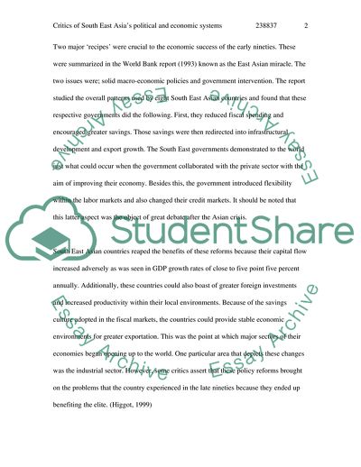 Critics of South East Asias Political and Economic Systems