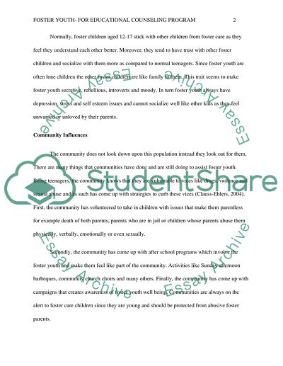 Foster Youth- For Educational Counseling Program