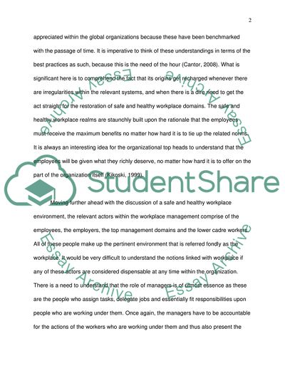 Creating a Safe and Healthy Work place