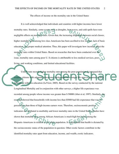 The Effects of Income on the Mortality Rate in the USA