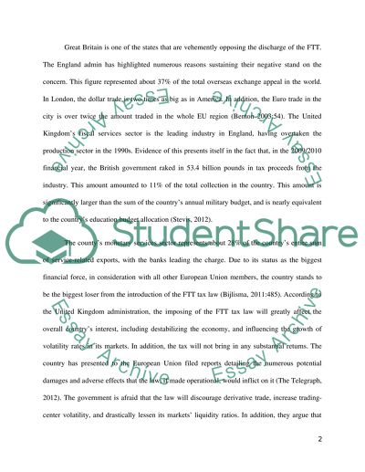 Proposed European Union Financial Transaction Tax