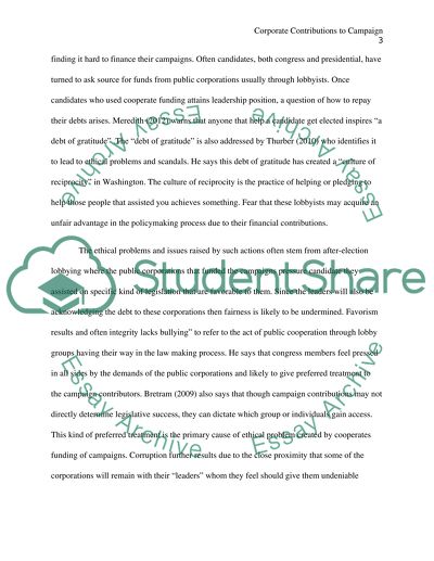 Corporate Contributions To Political Campaigns