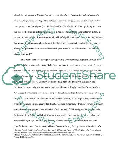 Contextualizing the Effects of the Ruhr Crisis on the Second World War