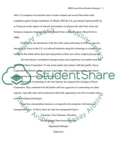 HRM Issues and Diversification Strategies of Nucor Corporation