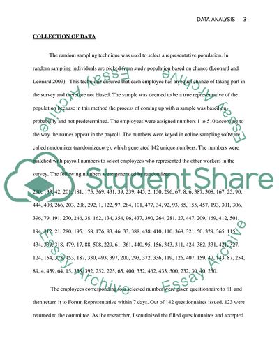 Data Analysis Portfolio of Work: Working Party Forum Questionnaire Canteen and Staff Shop