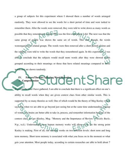 The Effect of Context Clues on Word Recall