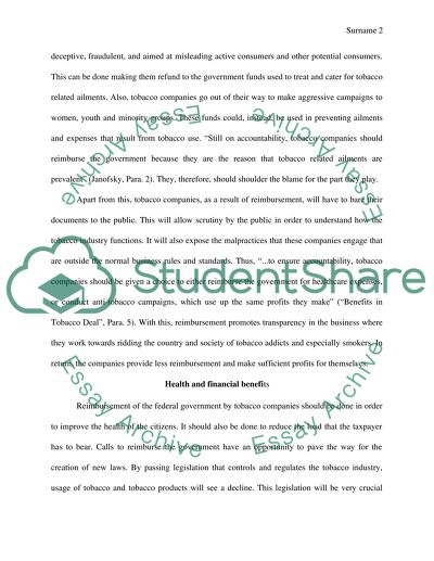 Why Tobacco Companies Should Reimburse The Government For Health Care Expenses