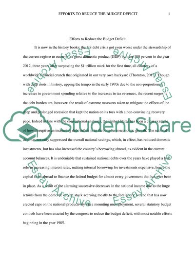 Efforts to Reduce the Budget Deficit