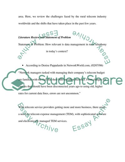How Relevant Is Data Management in Rural Telephony in Todays Context