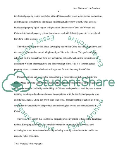 Intellectual Property Rights Protection in China