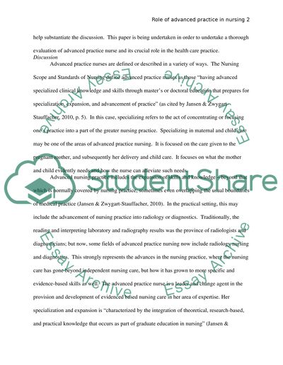 The Role of Advanced Practice in Nursing