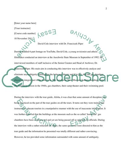 Dr. Franciszek Pipers Interview on Auschwitz State Museum