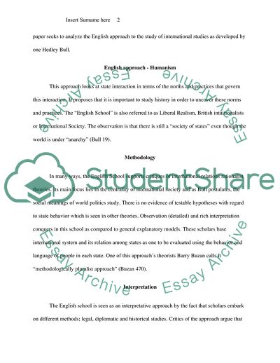 English Approach to Study of International Relations
