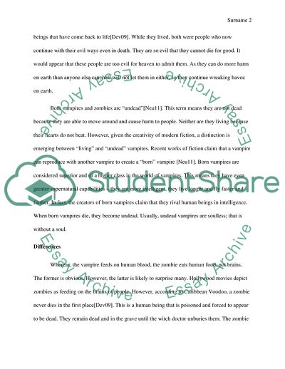 Differences and Similarities between Zombies and Vampires