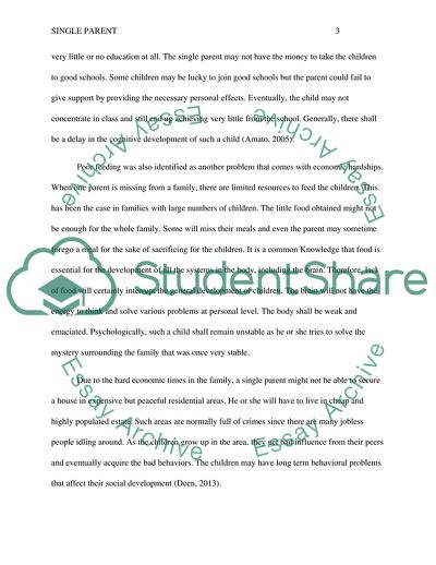 Single Parent Homes and Child Development