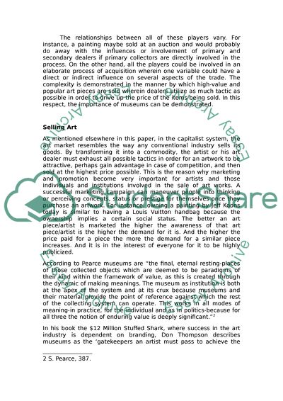 The Importance of Museums to the Art Market and Vice Versa