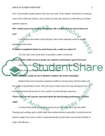 Mock Teacher Interview on Assessment