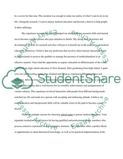 Personal Statement for Medical School Application