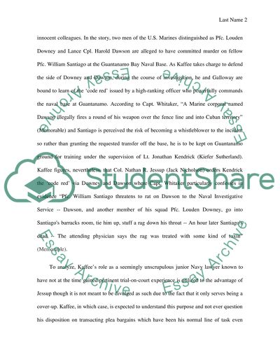Analysis of the Film A Few Good Men by Aaron Sorkin