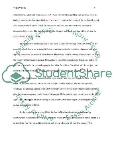 Terry Fox and His Contributions for the Canadian and Non-Canadian