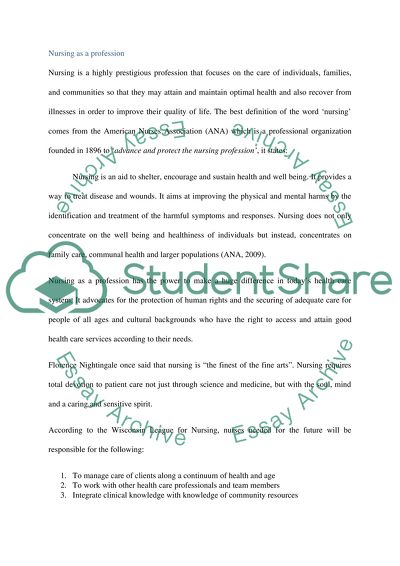 Nursing as a Profession