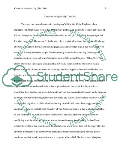 Character Analysis: Jig from Hemingways Hills Like White Elephants