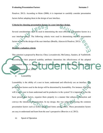Evaluating Presentation Factors