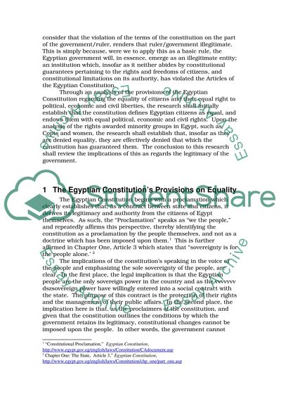 The Principle Of Equality In The Egyptian Constitution