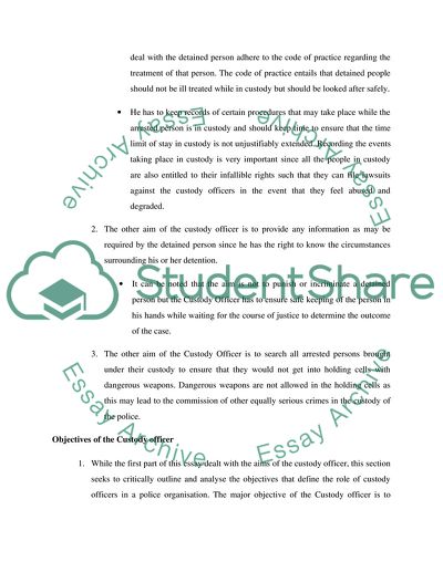 The Role of the Custody Officer