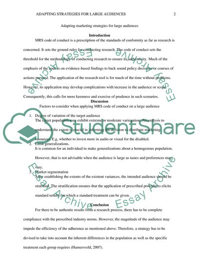 Organisational use of the MRS code of condut