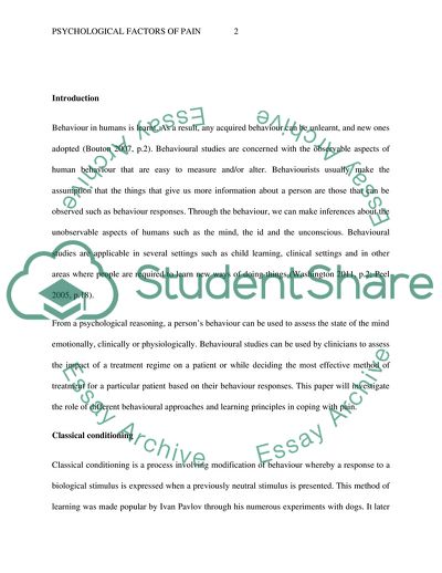 The Impact of Psychological Factors on Patients Pain Experience