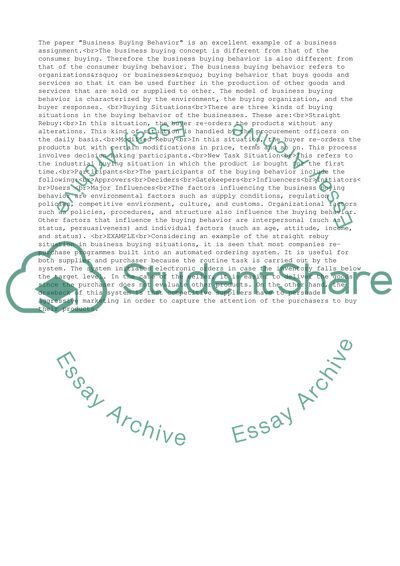 Business Buying Behavior