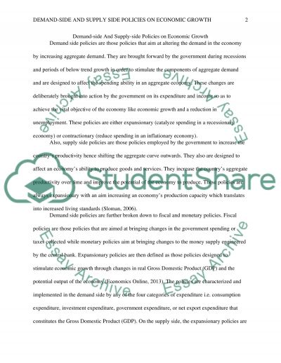 growth side supply increase how economic policies Growth on Economic side Demand Policies and Supply side